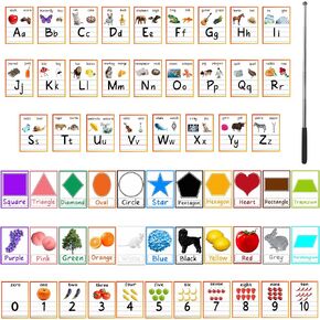 59 Pieces Alphabet Bulletin Board Set, Manuscript ABC Number Line Shapes Colors Cards, Early Learning Posters for Kindergarten Preschool Homeschool Classroom Wall Decorations