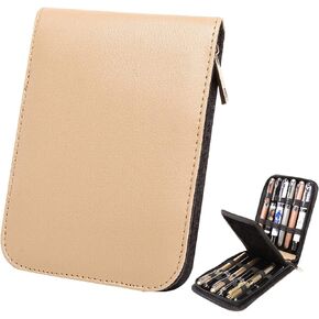 Fountain Pen Faux Leather Case for Pen Collections Black for 12 Pens