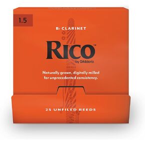 D'Addario Rico Bb Clarinet Reeds, #1.5, 25-Count Single Reeds