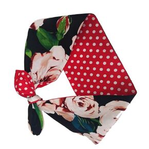 Retro Print Polka Dots Wire Headband Headwrap Scarf Vintage Party Hair Accessories for Women and Girls (Black Flower)