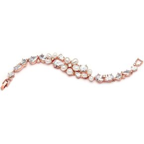 سوار زفاف زفاف من لؤلؤ المياه العذبة المزروع بكريستال الزركونيوم المطلي بالذهب الوردي من مارييل in Kuwait