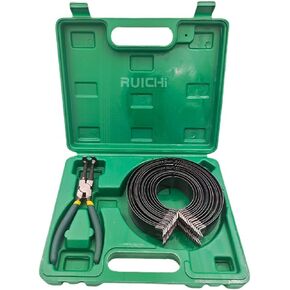 Car Engine Piston Ring Compressor Tool Kit, Piston Ring Installer tool with Piston Ring Plier and 14Pcs Piston Rings