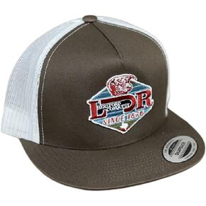 Ranch Wear Baseball Cap Baseball Hat Western Cowboy Theme Brown & White 4" with Conquest Patch
