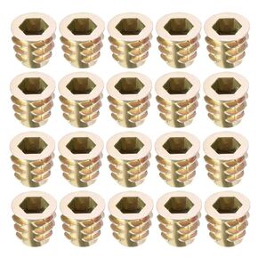 uxcell Furniture Threaded Insert Nuts Zinc Alloy M6 Internal Threads 18mm Length 20pcs