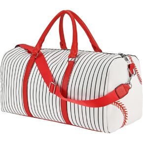حقيبة حمل بيسبول مطرزة - حقيبة عطلة نهاية الأسبوع للنساء مقاس 22 بوصة حقيبة سفر كبيرة لعطلة نهاية الأسبوع من القماش وحقائب حمل ليلية وحقيبة رياضية (Baseball-A) in Kuwait