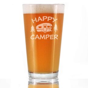 Happy Camper - Pint Glass for Beer - Fun RV Gifts for Men & Women Who Love Drinking & Camping - 16 oz