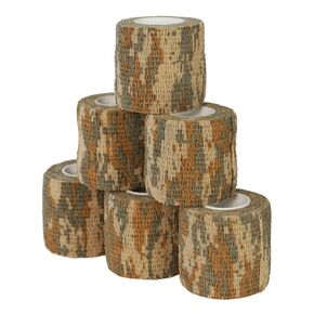 Self-Adhesive Camouflage Camo Wrap Protective Tape, Set of 6pcs, 2inch Width 14.7 Feets/4.9Yards Length Multi-Functional Non-Woven Fabric Stealth Tape Stretch Bandage, ACU