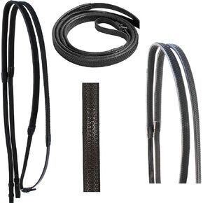CHALLENGER 54" Horse English Leather Flat Rubber Grip Training Reins 805LR20