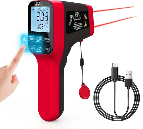 مسدس ميزان الحرارة الذكي بالأشعة تحت الحمراء - مقياس درجة حرارة ليزر رقمي دقيق لقياس درجة حرارة عدم الاتصال من -58 درجة فهرنهايت إلى 2912 درجة فهرنهايت مع نسبة 30:1 ووقت استجابة سريع 0.25 ثانية in Kuwait