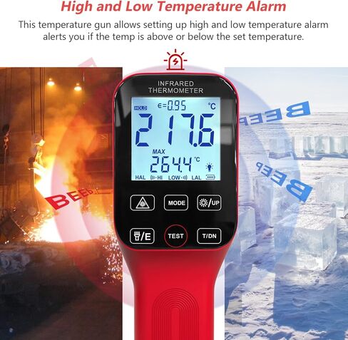 مسدس ميزان الحرارة الذكي بالأشعة تحت الحمراء - مقياس درجة حرارة ليزر رقمي دقيق لقياس درجة حرارة عدم الاتصال من -58 درجة فهرنهايت إلى 2912 درجة فهرنهايت مع نسبة 30:1 ووقت استجابة سريع 0.25 ثانية in Kuwait