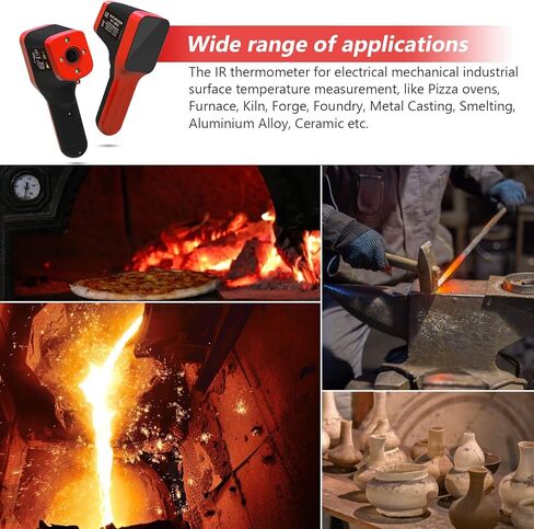 مسدس ميزان الحرارة الذكي بالأشعة تحت الحمراء - مقياس درجة حرارة ليزر رقمي دقيق لقياس درجة حرارة عدم الاتصال من -58 درجة فهرنهايت إلى 2912 درجة فهرنهايت مع نسبة 30:1 ووقت استجابة سريع 0.25 ثانية in Kuwait