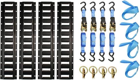 Motorcycle Kit, 15' Ratchet Tie Down Straps, 2' E-Track Rails, Soft Loops, O Rings, Cargo Accessory Securing Motorcycles, Dirt Bikes, Kayaks, Atvs, Utvs in Saudi Arabia