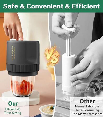 Upgraded Electric Mason Jar Vacuum Sealer - Jar Vacuum Sealer for Canning Jars with Mouth and Regular Mason Lids, Vacuum Sealing Machine for Food Storage（Black） in Saudi Arabia