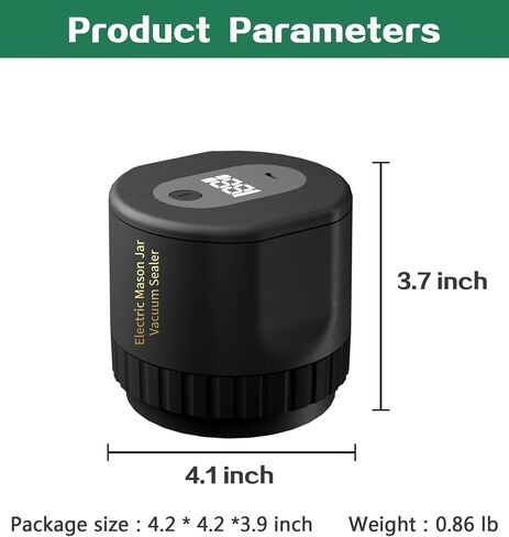 Upgraded Electric Mason Jar Vacuum Sealer - Jar Vacuum Sealer for Canning Jars with Mouth and Regular Mason Lids, Vacuum Sealing Machine for Food Storage（Black） in Saudi Arabia