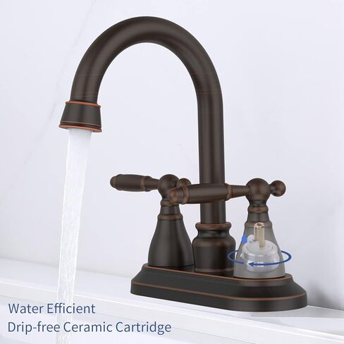 صنبور الحمام النيكل المصقول 2-مقبض بالوعة الحمام صنبور 360 درجة ارتفاع قوس دوار صنبور مركزية 4 بوصة الغرور صنبور RV صنبور الحمام 3 ثقوب صنبور مرحاض in Kuwait