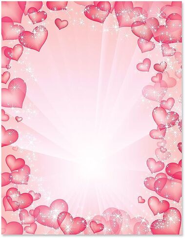 Celestial Hearts Letter Stationery - Set of 25 Valentine's Day Themed Paper, 8 1/2" x 11", Printer Compatible, Great for Wedding Announcements, Holiday Event Invites, Valentine Parties, Romantic Notes in Kuwait