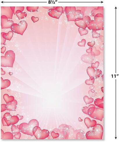 Celestial Hearts Letter Stationery - Set of 25 Valentine's Day Themed Paper, 8 1/2" x 11", Printer Compatible, Great for Wedding Announcements, Holiday Event Invites, Valentine Parties, Romantic Notes in Kuwait