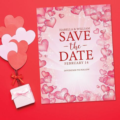 Celestial Hearts Letter Stationery - Set of 25 Valentine's Day Themed Paper, 8 1/2" x 11", Printer Compatible, Great for Wedding Announcements, Holiday Event Invites, Valentine Parties, Romantic Notes in Kuwait