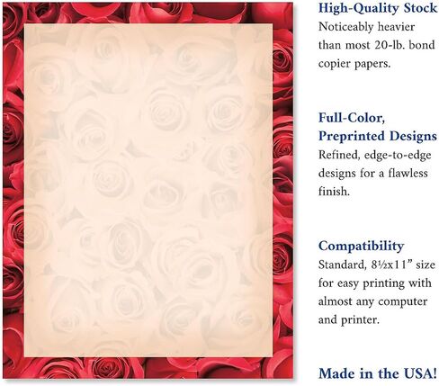 Celestial Hearts Letter Stationery - Set of 25 Valentine's Day Themed Paper, 8 1/2" x 11", Printer Compatible, Great for Wedding Announcements, Holiday Event Invites, Valentine Parties, Romantic Notes in Kuwait