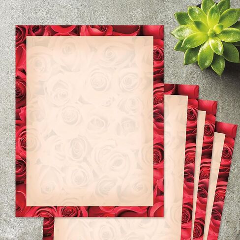 Celestial Hearts Letter Stationery - Set of 25 Valentine's Day Themed Paper, 8 1/2" x 11", Printer Compatible, Great for Wedding Announcements, Holiday Event Invites, Valentine Parties, Romantic Notes in Kuwait
