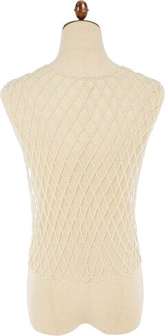 BABEYOND Pearl Jacket for Women – Mesh Top Cover Up Shawl Sleeveless Pearl Chain Blouse Vest in Kuwait