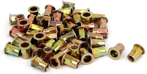 Half Hex Car Rivet Nut, 25pcs M6 Zinc-Plated Carbon Steel Thread Hexagonal Insert Nutsert Bronze Tone in Saudi Arabia