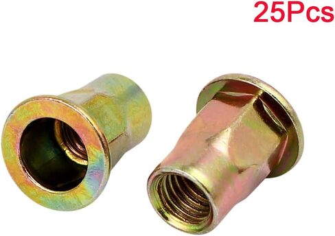Half Hex Car Rivet Nut, 25pcs M6 Zinc-Plated Carbon Steel Thread Hexagonal Insert Nutsert Bronze Tone in Saudi Arabia