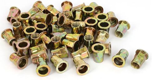 Half Hex Car Rivet Nut, 25pcs M6 Zinc-Plated Carbon Steel Thread Hexagonal Insert Nutsert Bronze Tone in Saudi Arabia
