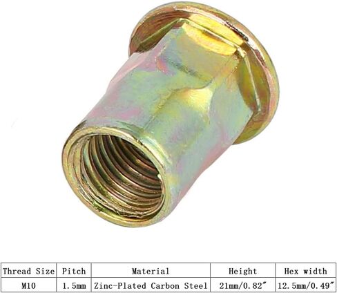 Half Hex Car Rivet Nut, 25pcs M6 Zinc-Plated Carbon Steel Thread Hexagonal Insert Nutsert Bronze Tone in Saudi Arabia