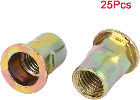 Half Hex Car Rivet Nut, 25pcs M6 Zinc-Plated Carbon Steel Thread Hexagonal Insert Nutsert Bronze Tone in Saudi Arabia