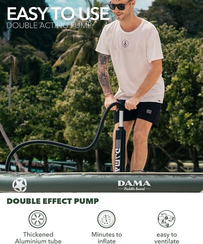 Dama Military Green Board Air Inflatable Stand Up Paddle Board 11‘6“*34" Lightweight & Durable Premium SUP Paddle Board Accessories, Wide Stable Design, Non-Slip Comfort Deck in Kuwait
