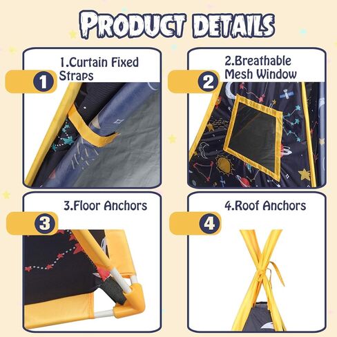 Kids Teepee Tent -44"x44"x61" Large Happy Hut Galaxy Space Kids Tent, Indoor Outdoor Playhouse Tents for Boys and Girls,Kids Indian Teepee Play Tent,Perfect Kid’s Gift in Saudi Arabia