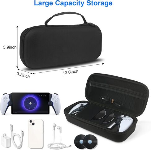 Carrying Case for PlayStation Portal Remote Player, Hard EVA Shell Portable Travel Handbag, Durable Shockproof Anti-Scratch Full Protection Storage Bag for PlayStation 5 Portal, Black in Kuwait
