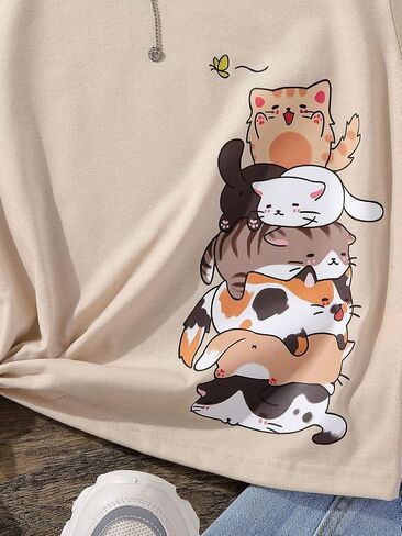Girl's Summer Tee Tops Cartoon Print Short Sleeve Round Neck Casual Cute T Shirt for Girls in Saudi Arabia