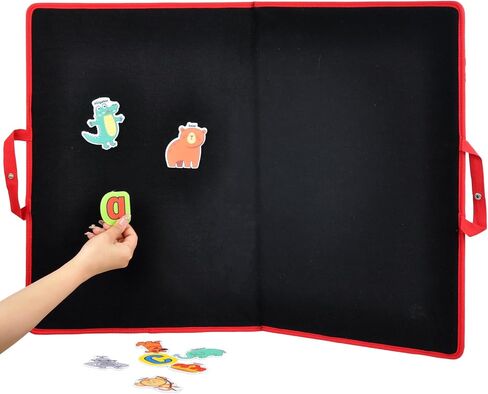 CHEFAN Large Felt Flannel Board 31.5 * 23 in,Foldable Freestanding Felt Story Learning Board for Toddlers,Double-Sided Use for Preschool Classroom,Multi Felt Pieces Can Be Used,Gifts for Kids in Kuwait