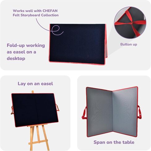 CHEFAN Large Felt Flannel Board 31.5 * 23 in,Foldable Freestanding Felt Story Learning Board for Toddlers,Double-Sided Use for Preschool Classroom,Multi Felt Pieces Can Be Used,Gifts for Kids in Kuwait