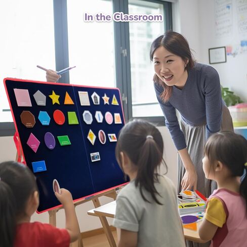 CHEFAN Large Felt Flannel Board 31.5 * 23 in,Foldable Freestanding Felt Story Learning Board for Toddlers,Double-Sided Use for Preschool Classroom,Multi Felt Pieces Can Be Used,Gifts for Kids in Kuwait