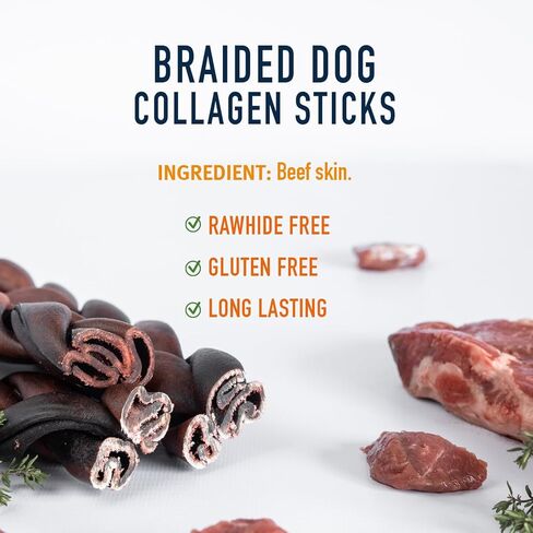 مكافآت الكلاب بالكولاجين من لحم البقر المضفر من مون آمي مع الخضار (6 بوصات) - أعواد الكولاجين للكلاب المصنوعة من لحوم البقر التي تتغذى على العشب مع الجلوكوزامين والكوندرويتين - مكافآت طبيعية للكلاب in Kuwait