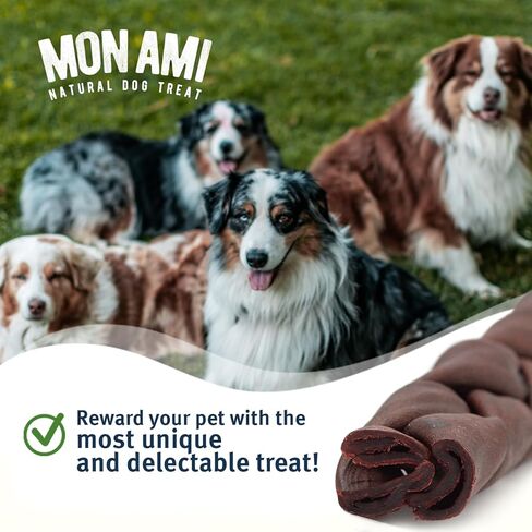 مكافآت الكلاب بالكولاجين من لحم البقر المضفر من مون آمي مع الخضار (6 بوصات) - أعواد الكولاجين للكلاب المصنوعة من لحوم البقر التي تتغذى على العشب مع الجلوكوزامين والكوندرويتين - مكافآت طبيعية للكلاب in Kuwait