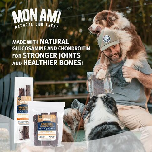 مكافآت الكلاب بالكولاجين من لحم البقر المضفر من مون آمي مع الخضار (6 بوصات) - أعواد الكولاجين للكلاب المصنوعة من لحوم البقر التي تتغذى على العشب مع الجلوكوزامين والكوندرويتين - مكافآت طبيعية للكلاب in Kuwait