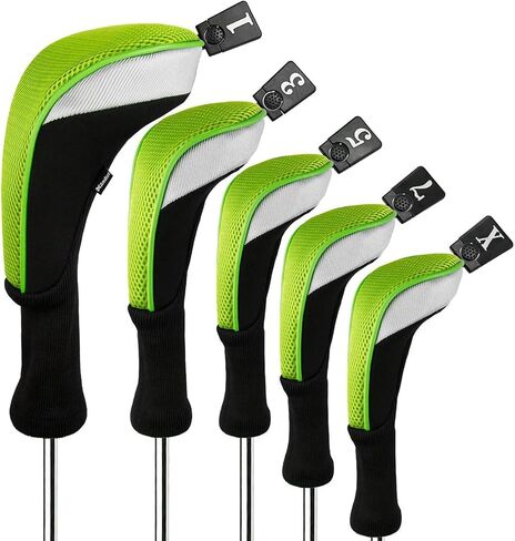 Andux 5pcs/Set Golf 460cc Driver Wood Head Covers with Long Neck and Interchangeable No. Tags in Saudi Arabia