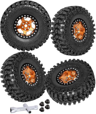 إطارات عجلات Rc 2.2 لعجلات 1/10 محورية SCX10 SCX10 II 90046 SCX10 III AXI03007 TRX4 RC سيارة زاحفة، عجلة ألومنيوم RC 2.2 Beadlock، أحمر in Kuwait