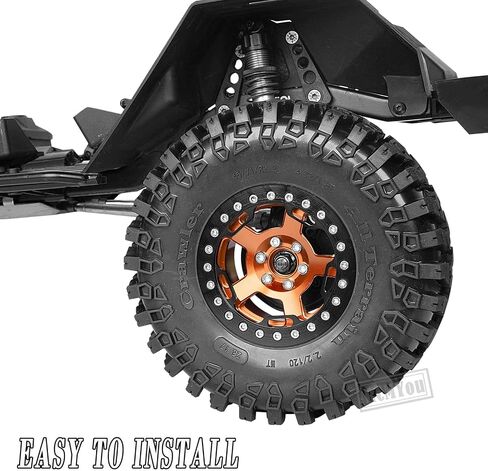 إطارات عجلات Rc 2.2 لعجلات 1/10 محورية SCX10 SCX10 II 90046 SCX10 III AXI03007 TRX4 RC سيارة زاحفة، عجلة ألومنيوم RC 2.2 Beadlock، أحمر in Kuwait
