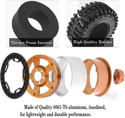 إطارات عجلات Rc 2.2 لعجلات 1/10 محورية SCX10 SCX10 II 90046 SCX10 III AXI03007 TRX4 RC سيارة زاحفة، عجلة ألومنيوم RC 2.2 Beadlock، أحمر in Kuwait