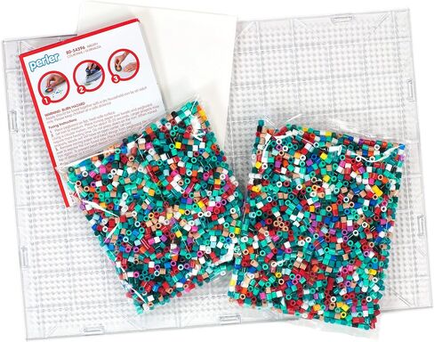 Perler 3D Holiday Wreath Fuse Bead Craft Kit, 1.88" x 14.55" x 10.95", 4003 Piece & Christmas Fuse Bead Craft Kit with 13 Patterns, Multicolor 2005 Piece in Saudi Arabia
