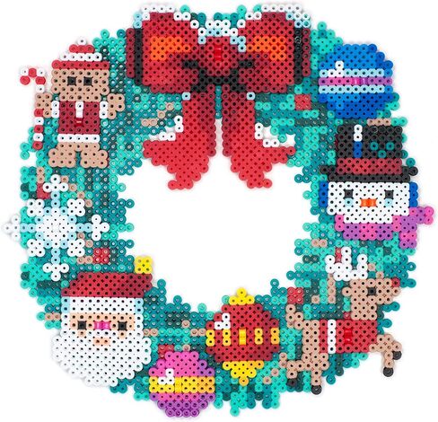 Perler 3D Holiday Wreath Fuse Bead Craft Kit, 1.88" x 14.55" x 10.95", 4003 Piece & Christmas Fuse Bead Craft Kit with 13 Patterns, Multicolor 2005 Piece in Saudi Arabia
