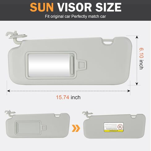Left Driver Right Passenger Side Grey Sun Visor Fit for Hyundai Elantra 2016 2017 2018 2019 Sunvisor Replacement 85210-F0100TTX 85210F0100TTX 85220-F0100TTX 85220F0100TTX in Saudi Arabia