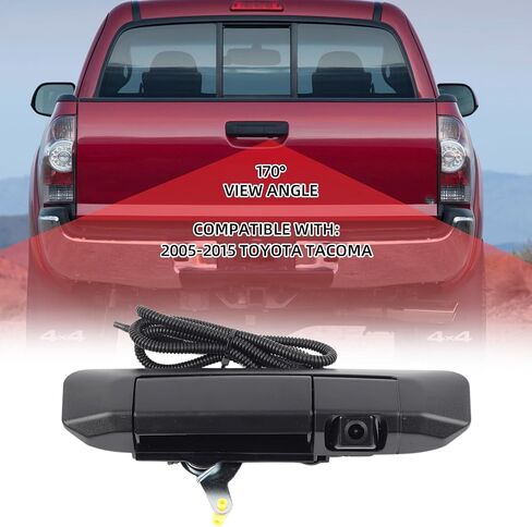 كاميرا احتياطية للرؤية الخلفية بمقبض الباب الخلفي من Dasbecan متوافقة مع Toyota Tacoma 2005-2015، أسود لما بعد البيع بمقبض مزلاج للكاميرا بمقبض RCA موصل 6909004020 in Saudi Arabia
