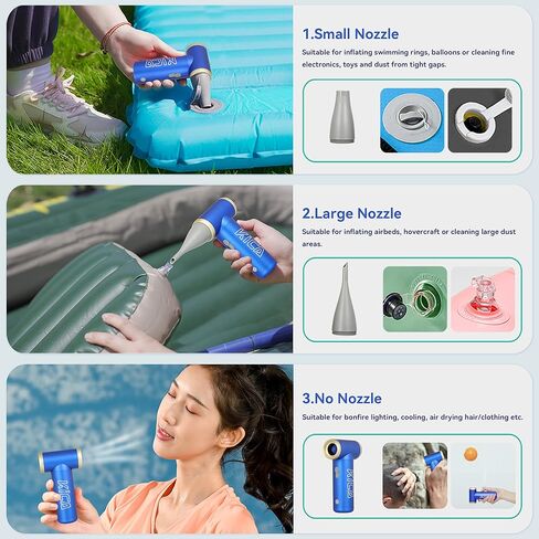 KiCA Jetfan 2 Electric Air Blower,Air Duster for Computer,Keyboard,House Cleaning,Car Dust,Hair Drying,Air Inflation,Camera Lens,Rechargeable,Speed Control,Upgrade Battery,Air Can Substitute Tool,Blue in Kuwait