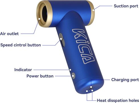KiCA Jetfan 2 Electric Air Blower,Air Duster for Computer,Keyboard,House Cleaning,Car Dust,Hair Drying,Air Inflation,Camera Lens,Rechargeable,Speed Control,Upgrade Battery,Air Can Substitute Tool,Blue in Kuwait